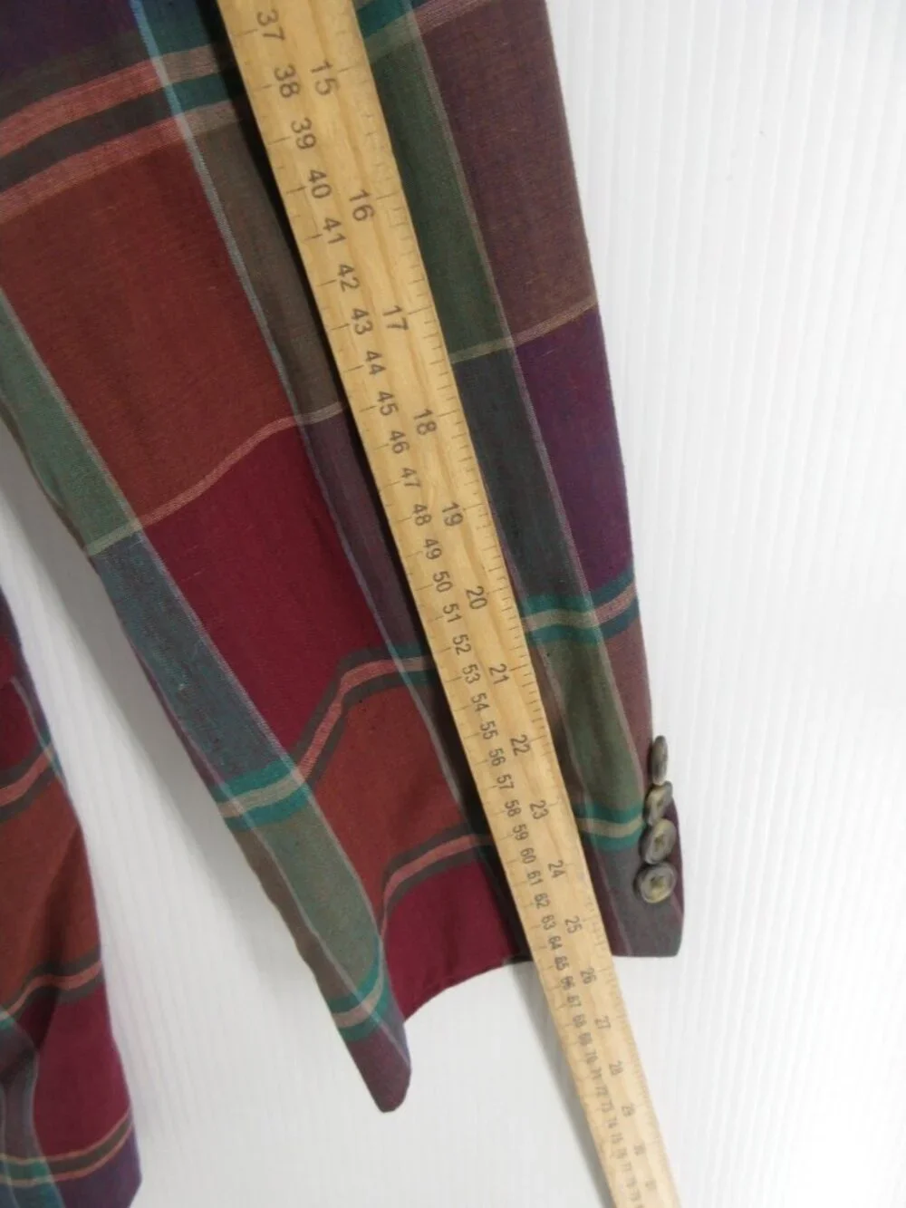 VINTAGE Corbin Sport Coat 42 Blazer Madras Plaid Preppy 90s USA *